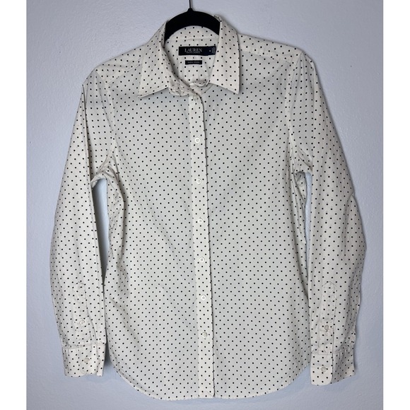 Lauren Ralph Lauren Tops - LRL Lauren Ralph Lauren Womens Sz M Cotton Button Up Long Sleeve Shirt Polka Dot